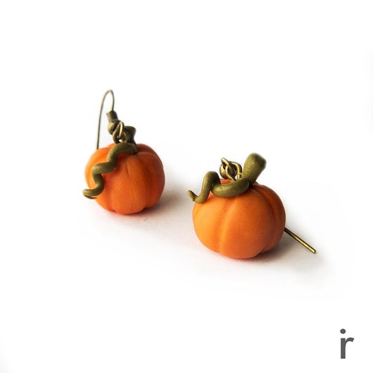 Kolczyki Dynie idealne na Halloween raspberi
