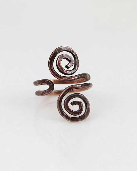 pierścionki - różne Wężowy - rozm. S - miedziany pierścionek - unikat