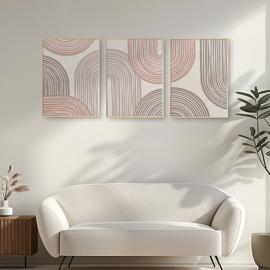 plakaty Zestaw 3 plakatów, mid century modern, linie, oryginalna dekoracja.