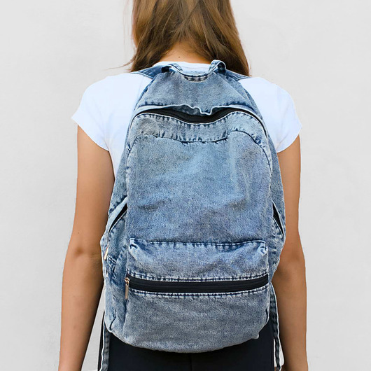 plecaki Plecak Młodzieżowy Szkolny jeans Marmurkowy z przypinkami Black Sheep ST2