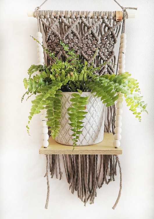 Półka wisząca drewno + makrama Hygge Macrame