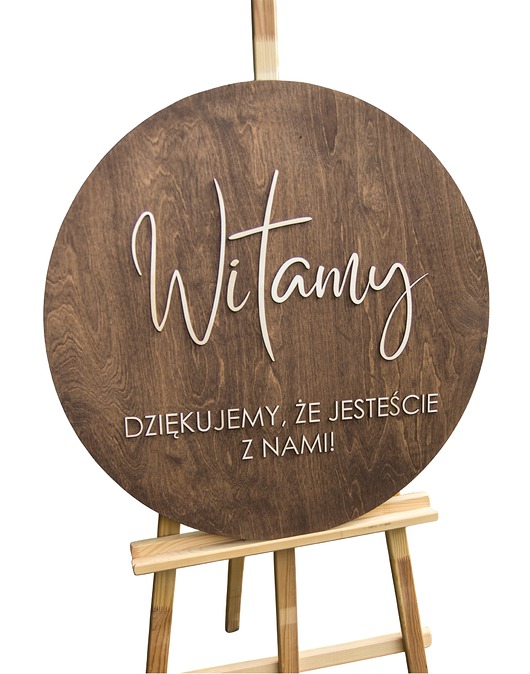 dodatki ślubne Tablica powitalna "Dziękujemy, że jesteście" koło 70 cm