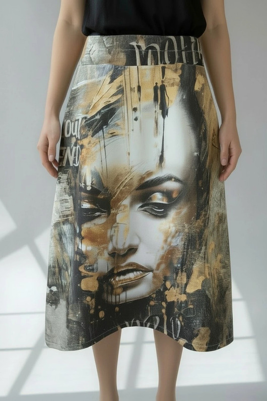 spódnice midi Asymetryczna spódnica midi Parampara złota twarz M 38