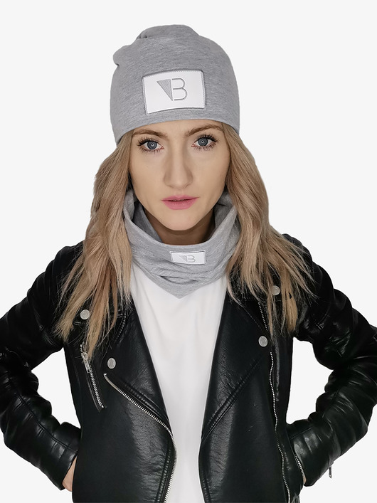 Szary zestaw czapka smerf+komin/unisex Lucas Brondel