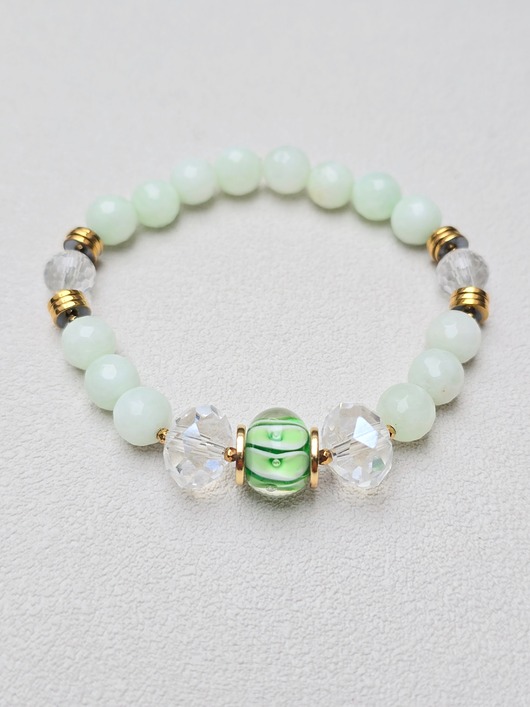 bransoletki z kamieni naturalnych Bransoletka Elastyczna Zielona Mgiełka