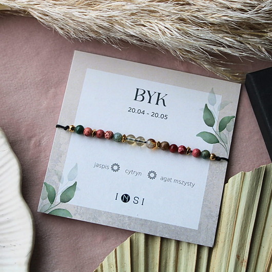 bransoletki z kamieni naturalnych Bransoletka zodiakalna BYK z kamieni naturalnych
