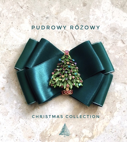 Brosza z Choinką Święta Mikołajki Pudrowy Różowy