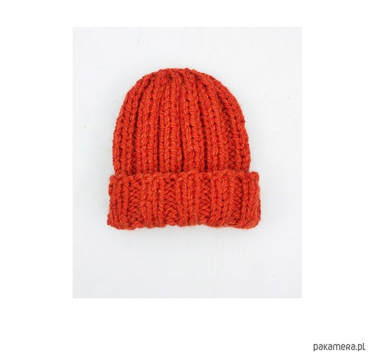 czapki damskie Czapka  beanie wełna peruwiańska alpaka pomarańcz