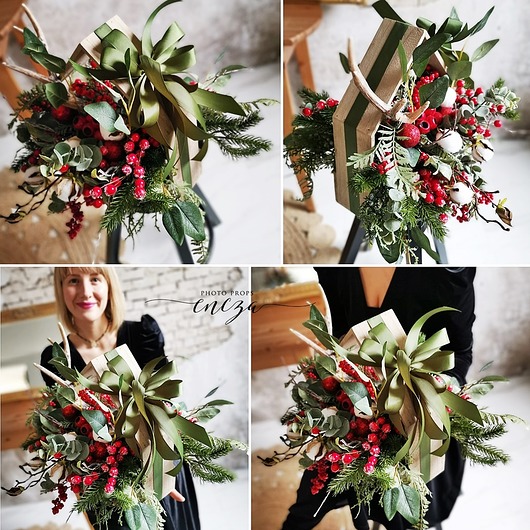Świąteczny stroik - Flower Box Encza Photo Props