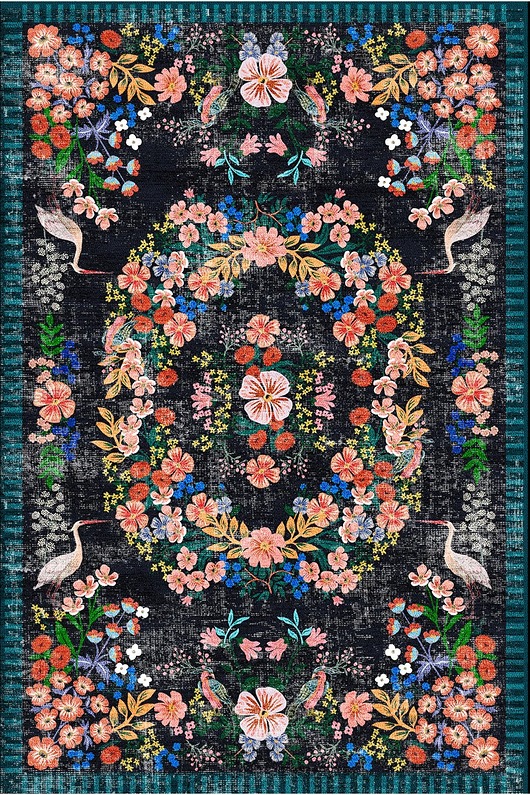 dywany Dywan Rustykalny w Kwiaty i Bociany Unikat 120x180 cm Łatwoczyszczący