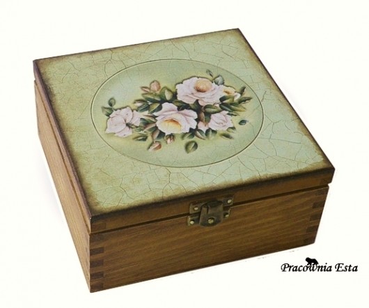 Pudełko - herbatnica - White roses - zamówienie Pracownia Esta