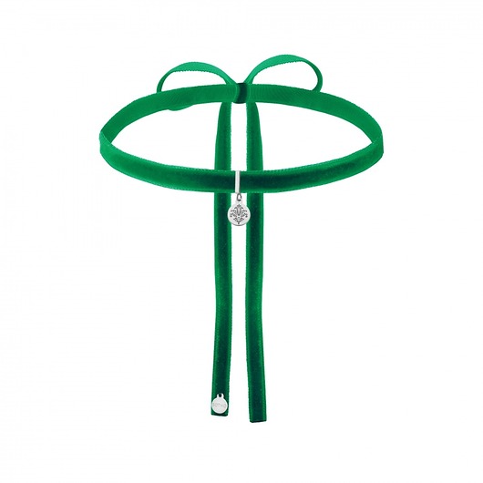 Zielony aksamitny choker z rozetką  SOTHO