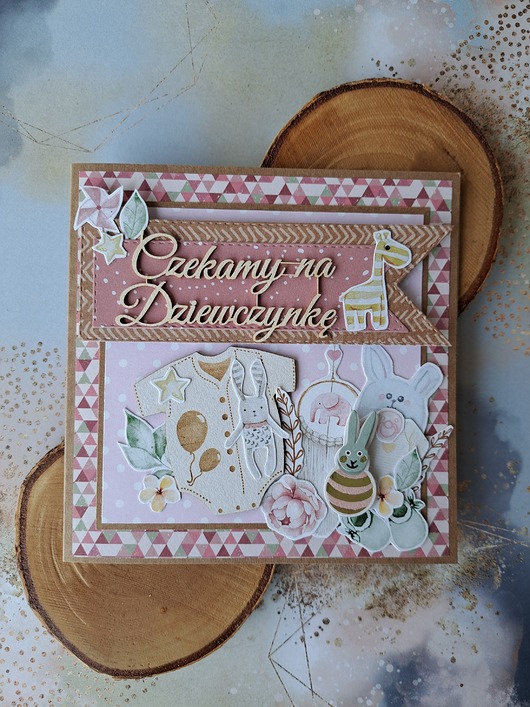 kartki scrapbooking Kartka dla przyszłej mamy dziewczynki, kartka na baby shower