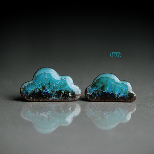 kolczyki ceramiczne Cumulusy/stal chirurgiczna/