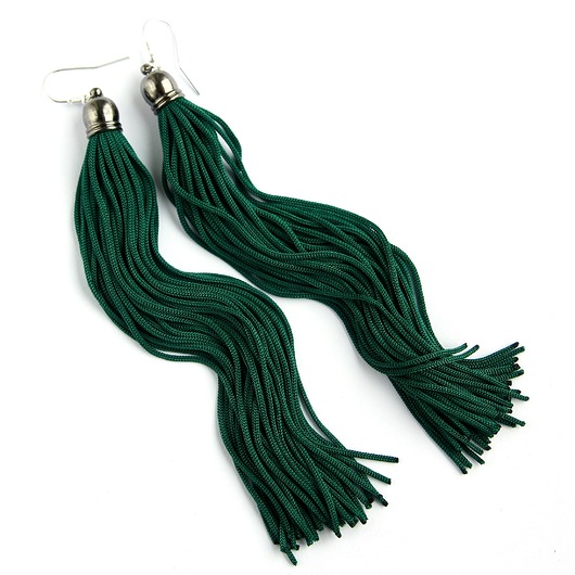 kolczyki chwosty Kolczyki XL frędzle zielone chwosty