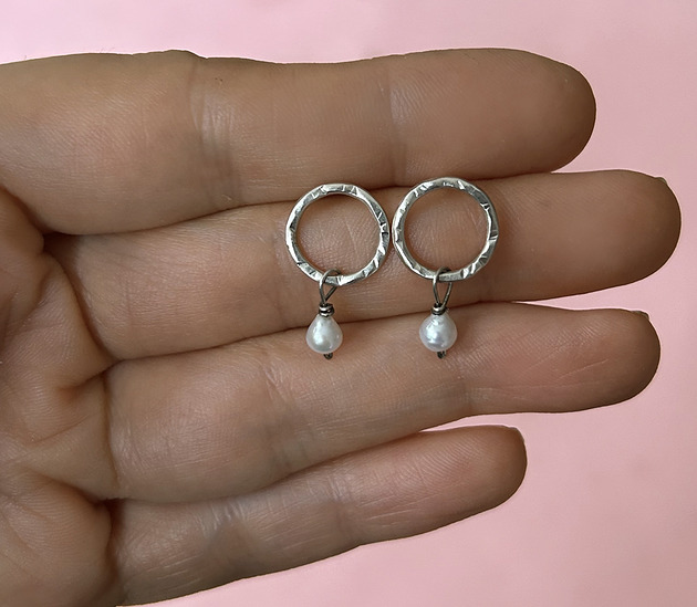 kolczyki srebrne Kolczyki Plates Silver - srebro 925,naturalna perła