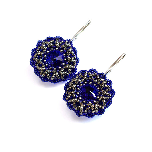 kolczyki swarovski Majestic Blue III, kolczyki z kryształami Swarovskiego, beading