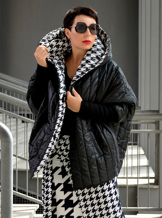 kurtki damskie KURTKA/ PELERYNA PEPITKA by momo