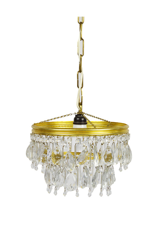 lampy wiszące Żyrandol z kryształkami, lata 70