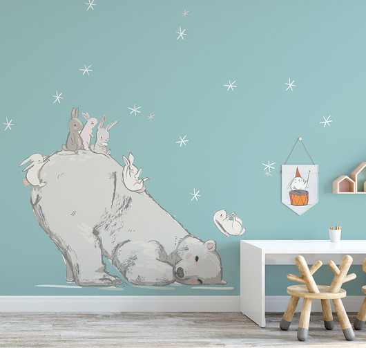 Naklejki ścienne Miś polarny i króliczki Make My Wall 