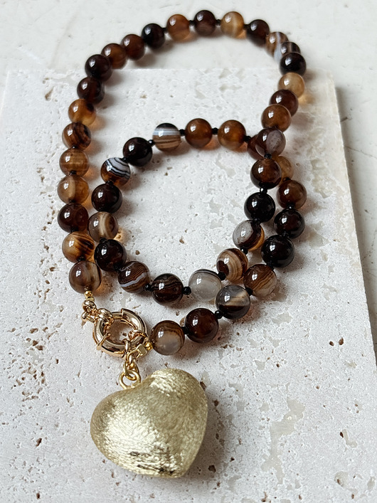 wisiory Naszyjnik Agat i Onyks Serce