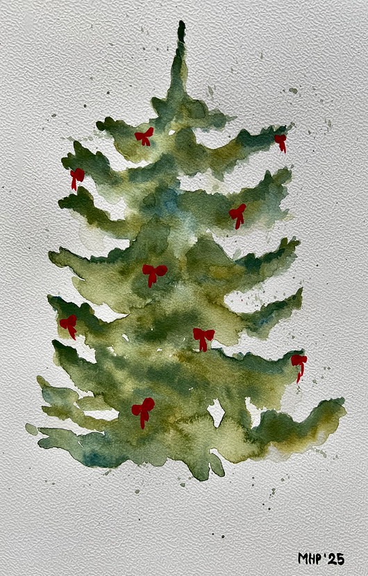 obrazy Choinka a4 - akwarela