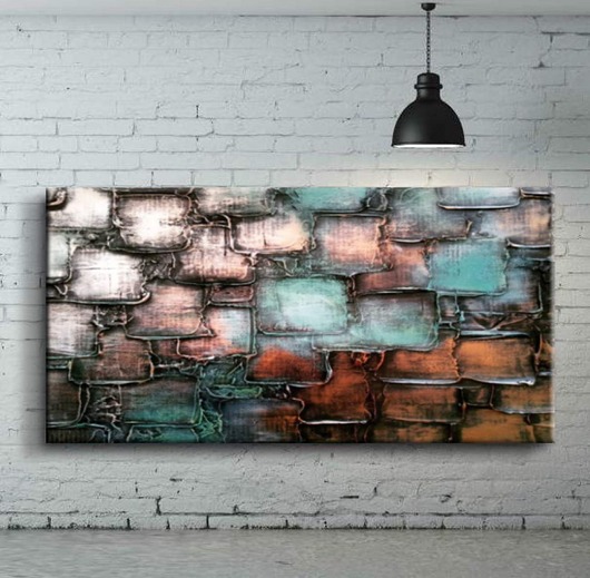 obrazy Efektowny duży obraz strukturalny abstrakcyjny płaskorzeźba 80x160cm