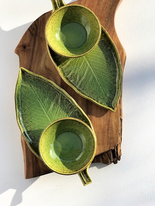 patery i talerze Zestaw ceramiczny dla dwojga  talerz  miseczka
