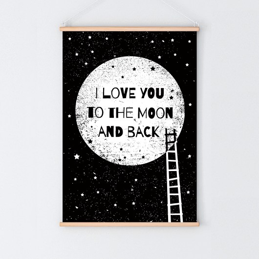To the moon and back | black | plakat A3  milostudio