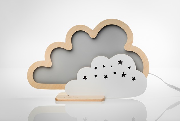 lampy do pokoju dziecka Lampka ścienna Unky - CHMURKA szara