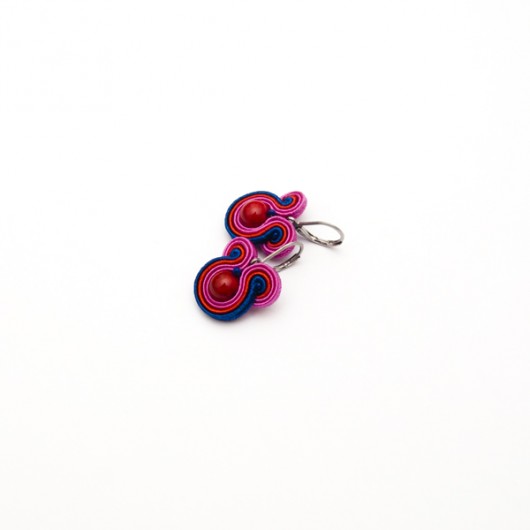 Kolczyki soutache mini fuksja, czerwień, granat maanuela
