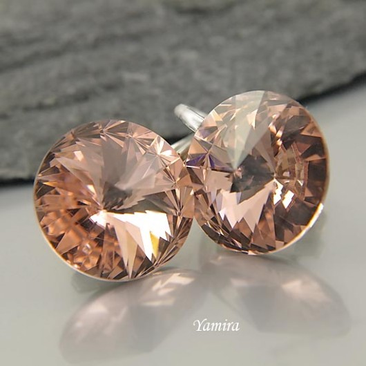 kryształ Swarovski Rivoli Vintage Rose 12mm kolczyki yamira