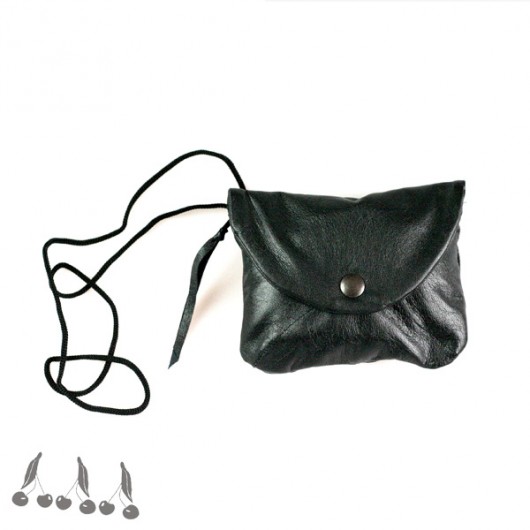 ::: 2in1 POUCH LEATHER BLaCK ::: uniqo