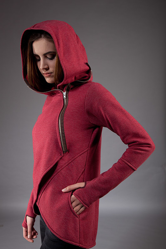 bluza z kapturem damska Bluza damska, Asymetryczna bluza bawełniana