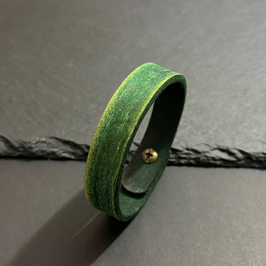 biżuteria męska Bransoletka skórzana zielona przecieraną