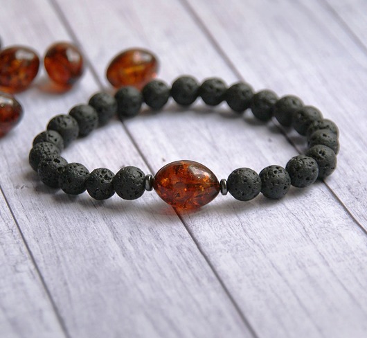 biżuteria męska BURSZTYN, lawa wulkaniczna : bransoletka męska