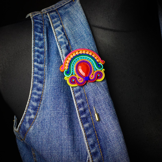 broszki Kolorowa broszka soutache
