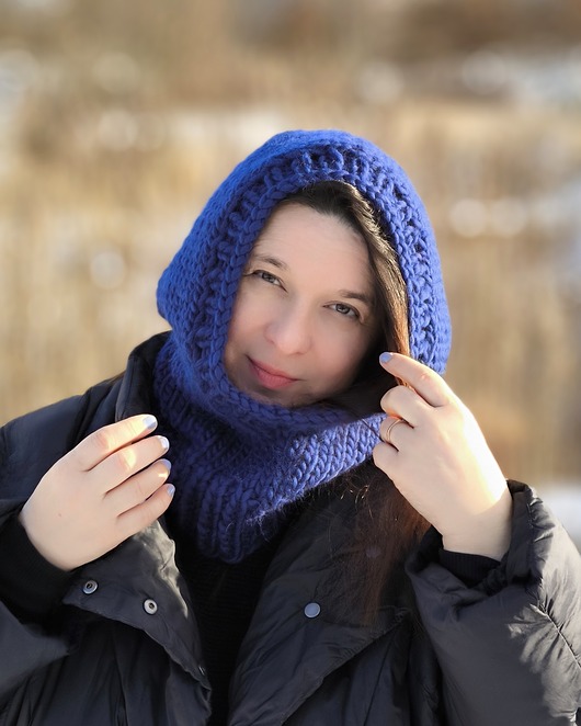 czapki damskie Wełniana BALACLAVA Peruvian- ultramaryna