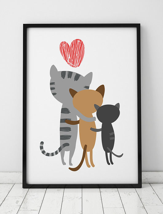 plakat. kotki Love Life and Forest