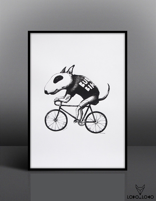 Duża grafika z Bull Terrierem 50x70 cm Friedman Jewelry