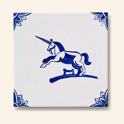 kafle i panele Kafelek ręcznie malowany z jednorożcem - holenderski