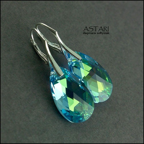 kryształ SWAROVSKI I SREBRO - AQUA AB Astari