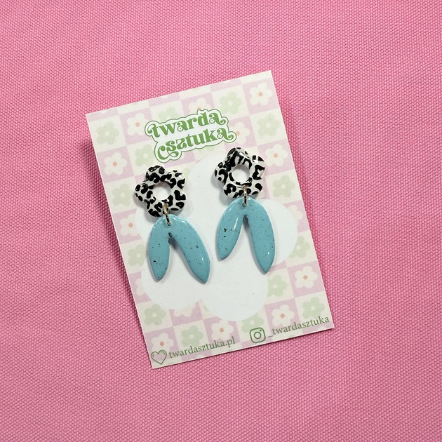 kolczyki - inne Kolczyki kwiaty w panterkę