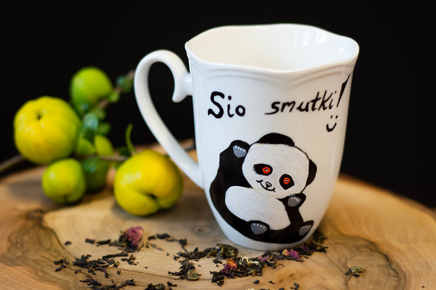 Kubek ręcznie malowany - Panda Sio Smutki Pracownia Szafran