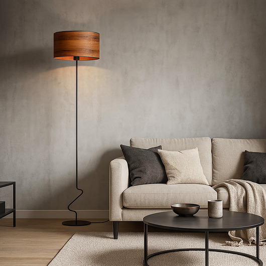 lampy podłogowe Lampa stojąca do salonu JERSEY ECO w stylu skandynawskim z abażurem