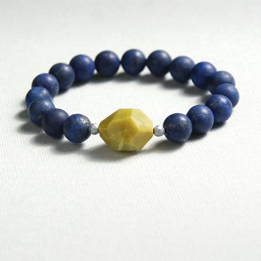 UNIKAT - limonkowy agat & lapis lazuli kaktusia