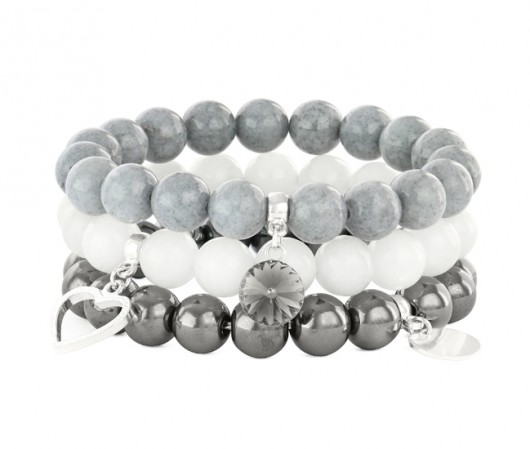 bransoletki z kamieni naturalnych Steel, grey & moon trio.