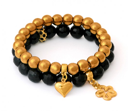 Golden hematite & black onyx with pendants. Lavoga