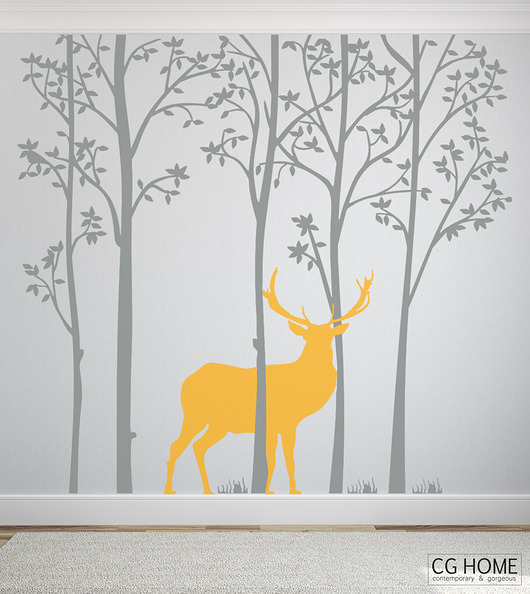DEER IN THE FOREST drzewa naklejki Cghome