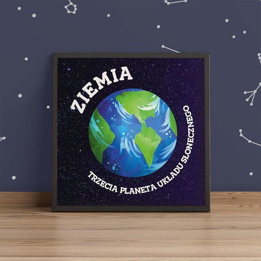 Plakat dziecięcy PLANETA ZIEMIA - kwadrat trochę na ścianę